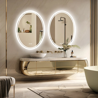 LED Bathroom Mirror Backlit Round Vanity Mirror with Lights Wall Mounted Anti-Fog