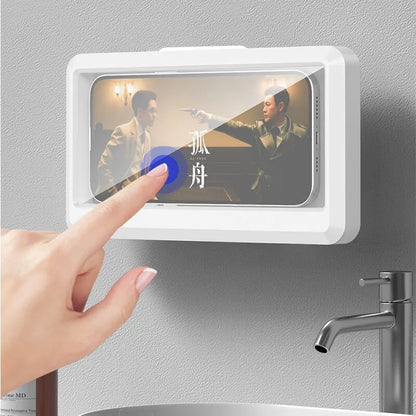 Waterproof Wall-Mount Phone Holder - Self-Adhesive Touch Case for Bathroom