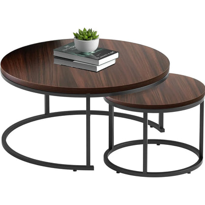 Modern Set of 2 Round Coffee Tables – Stylish Accent & End Tables for Living Room