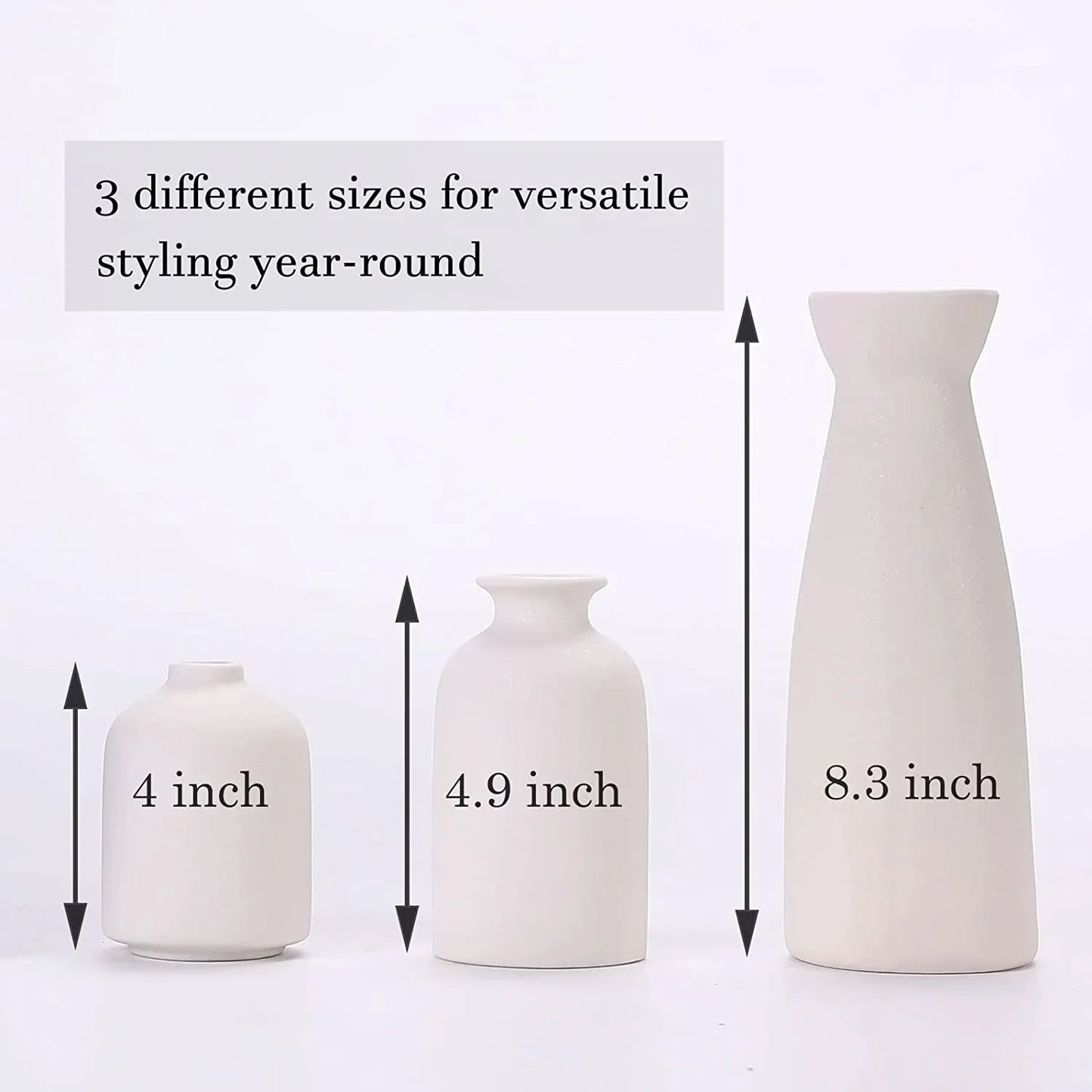 Modern Ceramic Vase Set – 3-Piece Flower Arrangement Decor for Home & Living Room