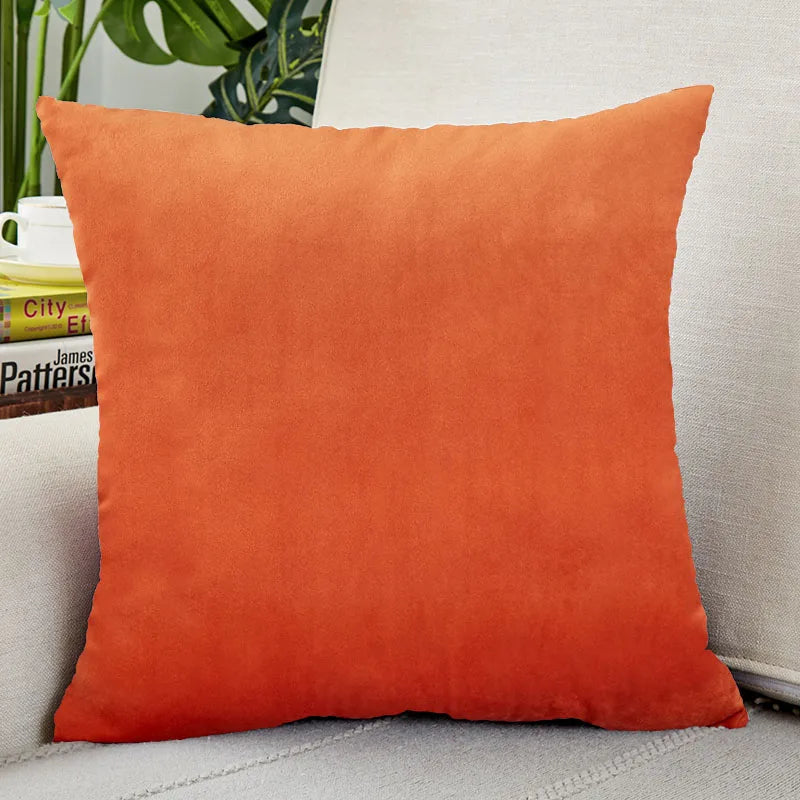 Orange Velvet Cushion Covers Plaid Pillowcases