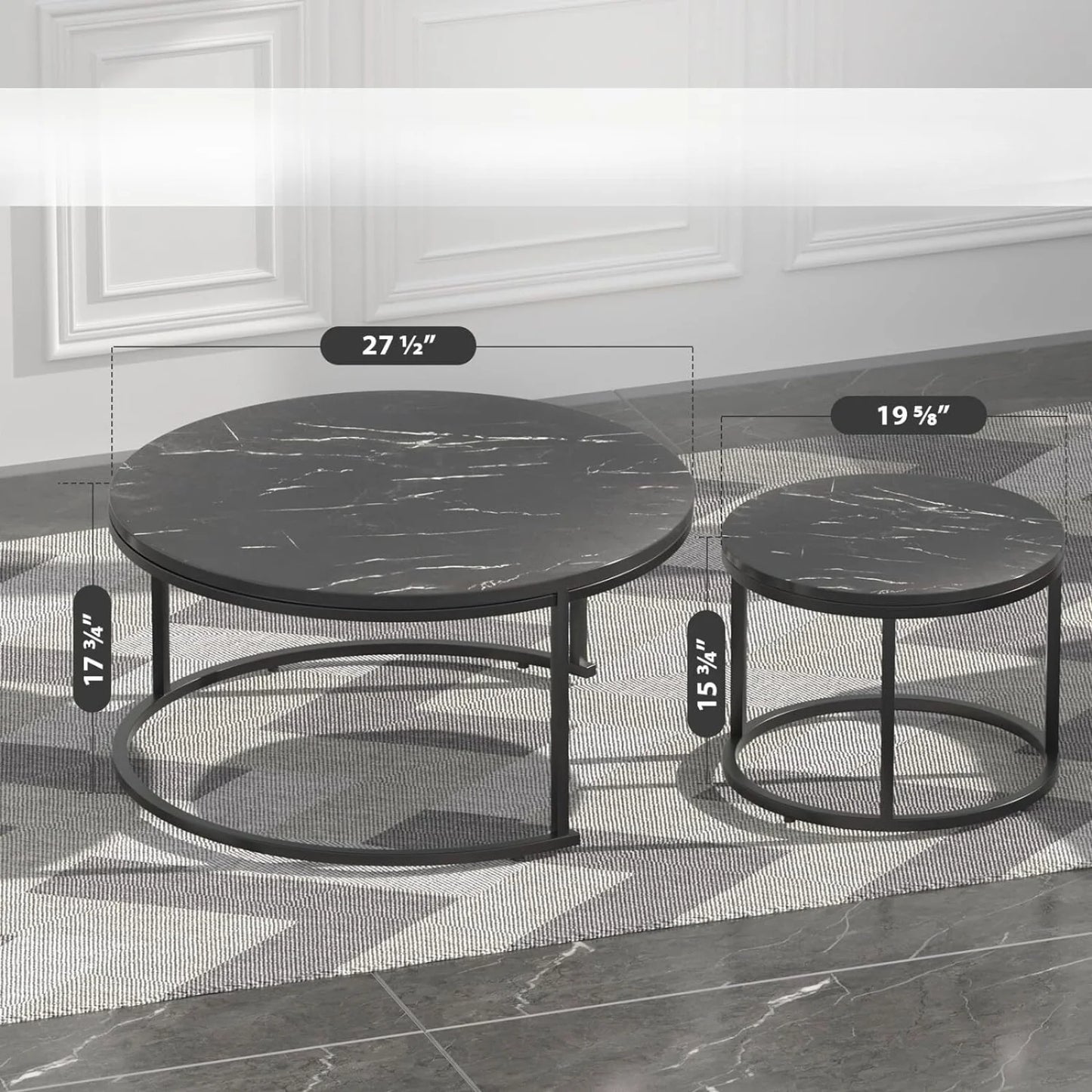 Modern Set of 2 Round Coffee Tables – Stylish Accent & End Tables for Living Room