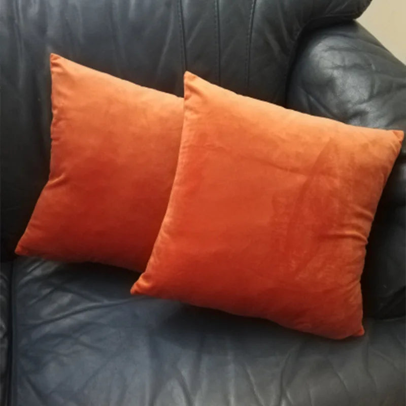 Orange Velvet Cushion Covers Plaid Pillowcases