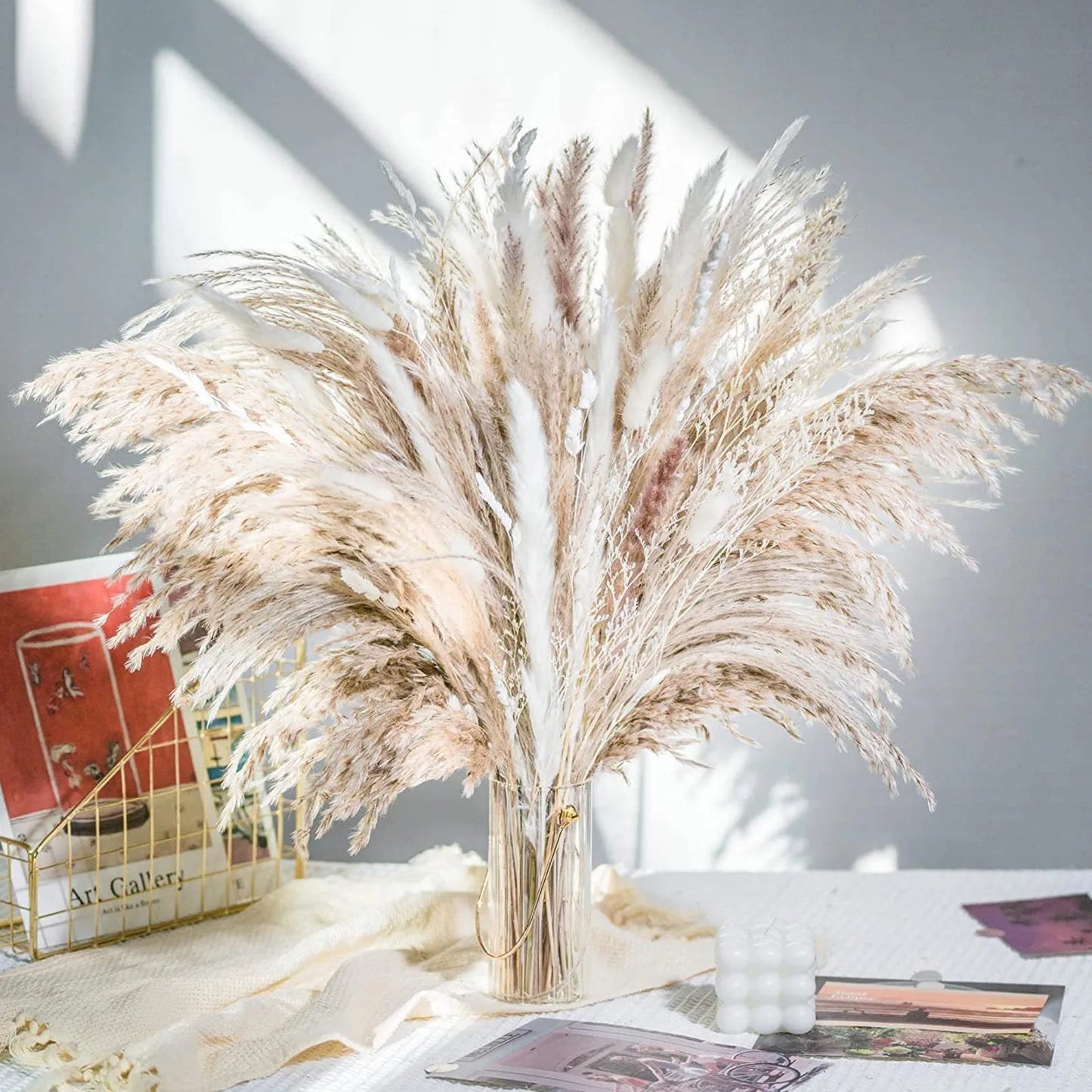 Natural White Pampas Grass – Boho Wedding Centerpiece & Home Décor, Dried Flower Arrangement Gift