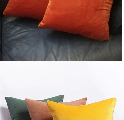 Orange Velvet Cushion Covers Plaid Pillowcases