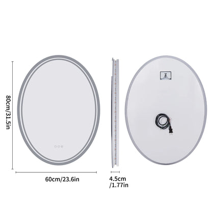 LED Bathroom Mirror Backlit Round Vanity Mirror with Lights Wall Mounted Anti-Fog