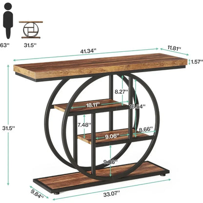 Stylish 4-Tier Console Table with Circle Base – Entryway & Sofa Table