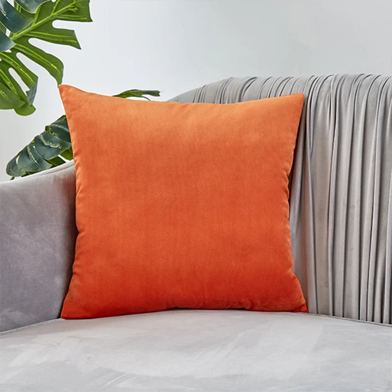 Orange Velvet Cushion Covers Plaid Pillowcases