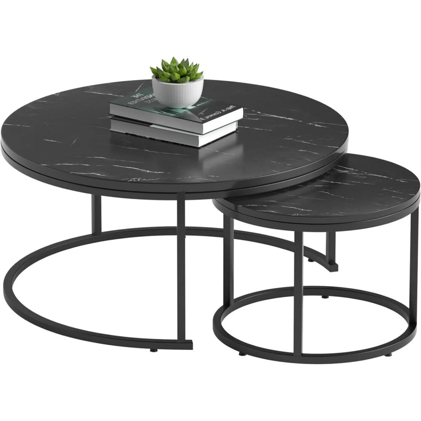 Modern Set of 2 Round Coffee Tables – Stylish Accent & End Tables for Living Room