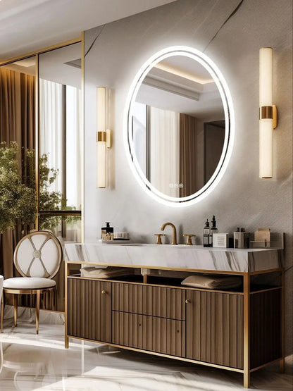 LED Bathroom Mirror Backlit Round Vanity Mirror with Lights Wall Mounted Anti-Fog